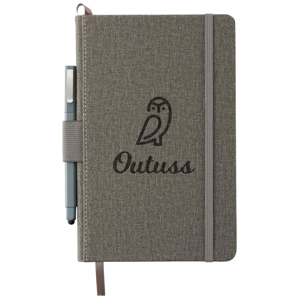 Heathered Hardcover Journal with Painted Edges, 5.5 x 8.5 Inches Debossing - Gray - Front
