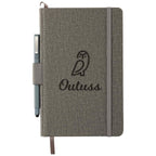 Heathered Hardcover Journal with Painted Edges, 5.5 x 8.5 Inches Debossing - Gray - Front