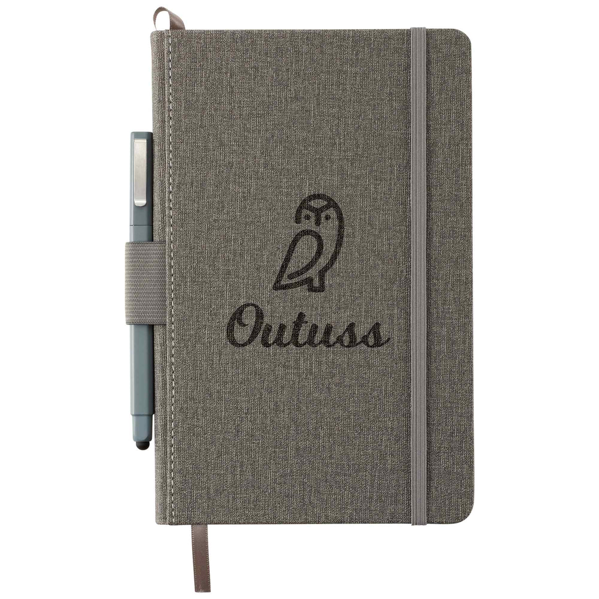 Heathered Hardcover Journal with Painted Edges, 5.5 x 8.5 Inches Debossing - Gray - Front