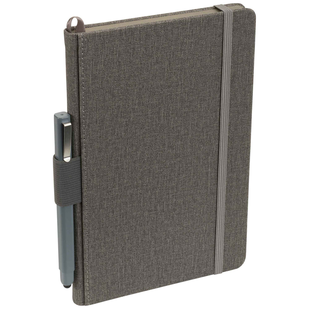 Heathered Hardcover Journal with Painted Edges, 5.5 x 8.5 Inches Debossing - Gray - Photo