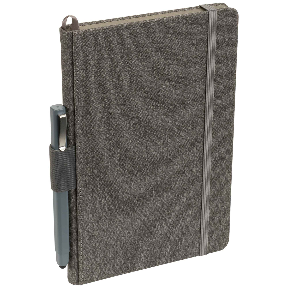 Heathered Hardcover Journal with Painted Edges, 5.5 x 8.5 Inches Debossing - Gray - Photo