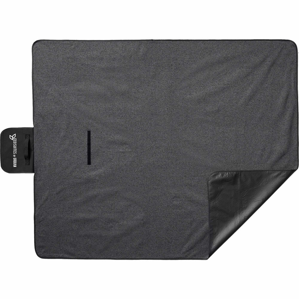 Heathered Picnic Blanket in Recycled PET, 50 x 60 Inches - Charcoal - Front 2