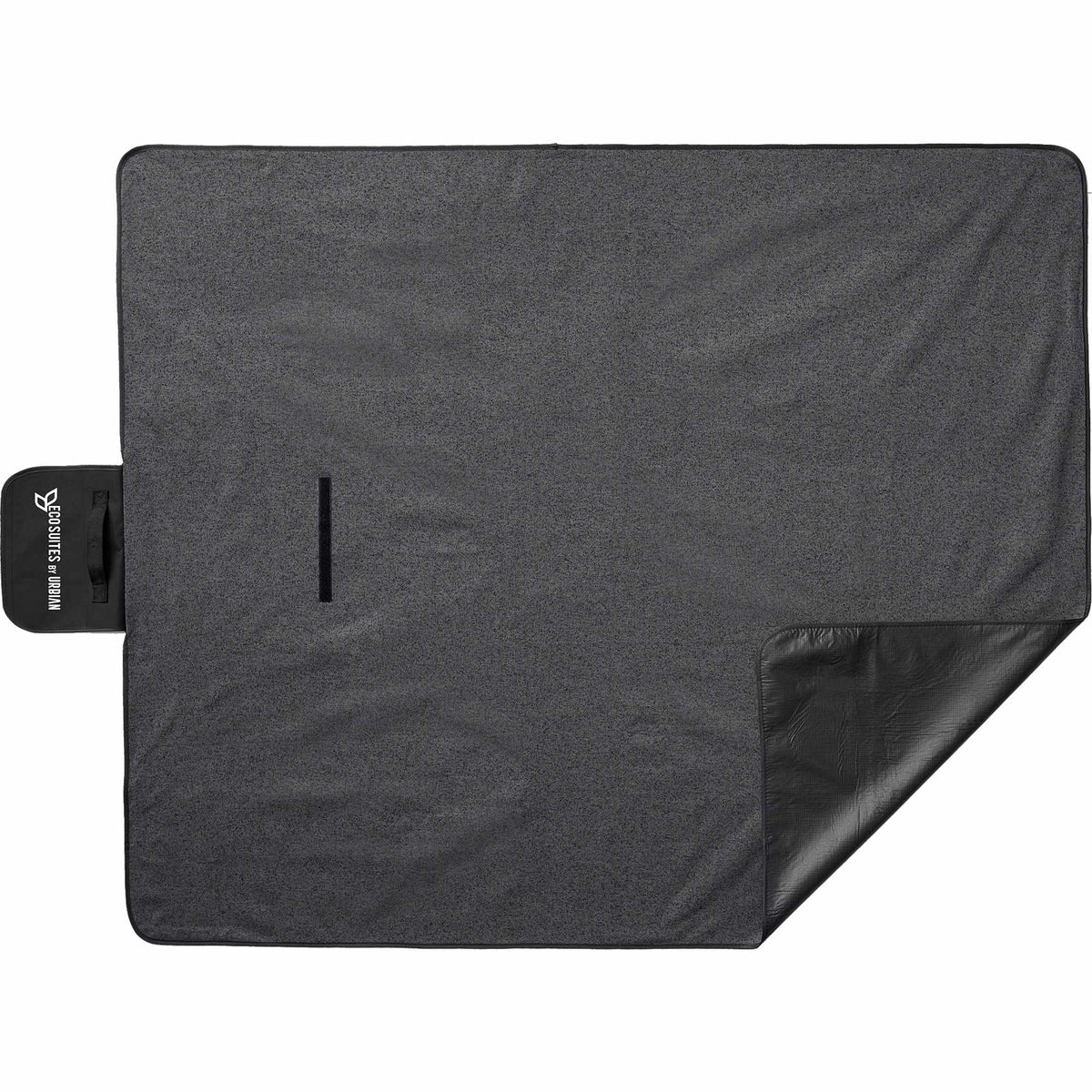 Heathered Picnic Blanket in Recycled PET, 50 x 60 Inches - Charcoal - Front 2