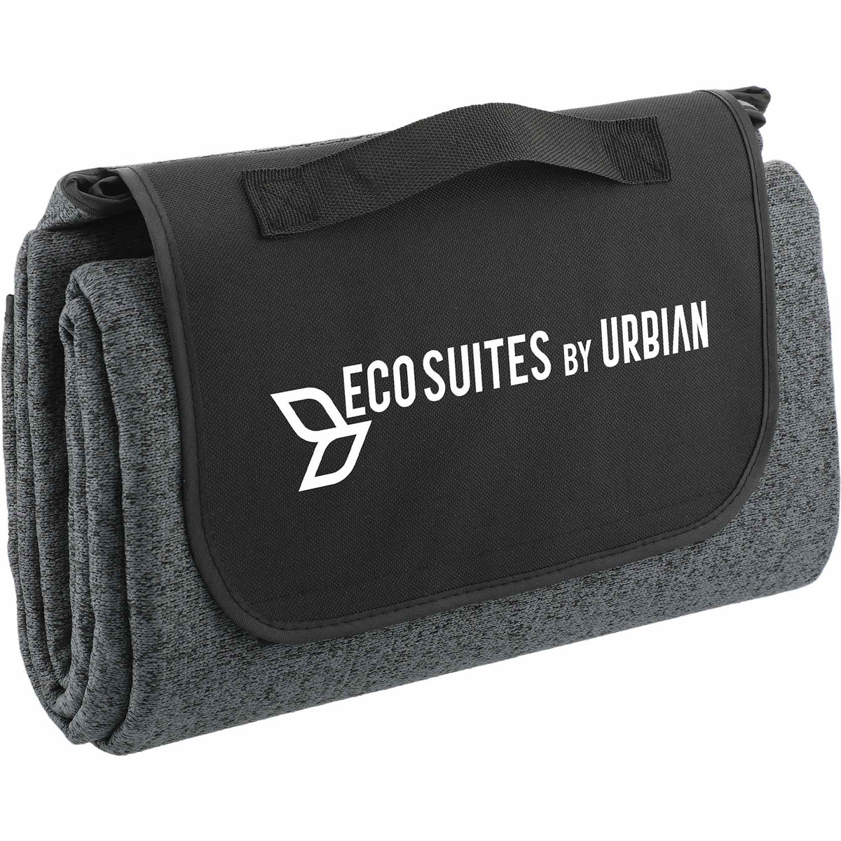 Heathered Picnic Blanket in Recycled PET, 50 x 60 Inches - Charcoal - Right Angle