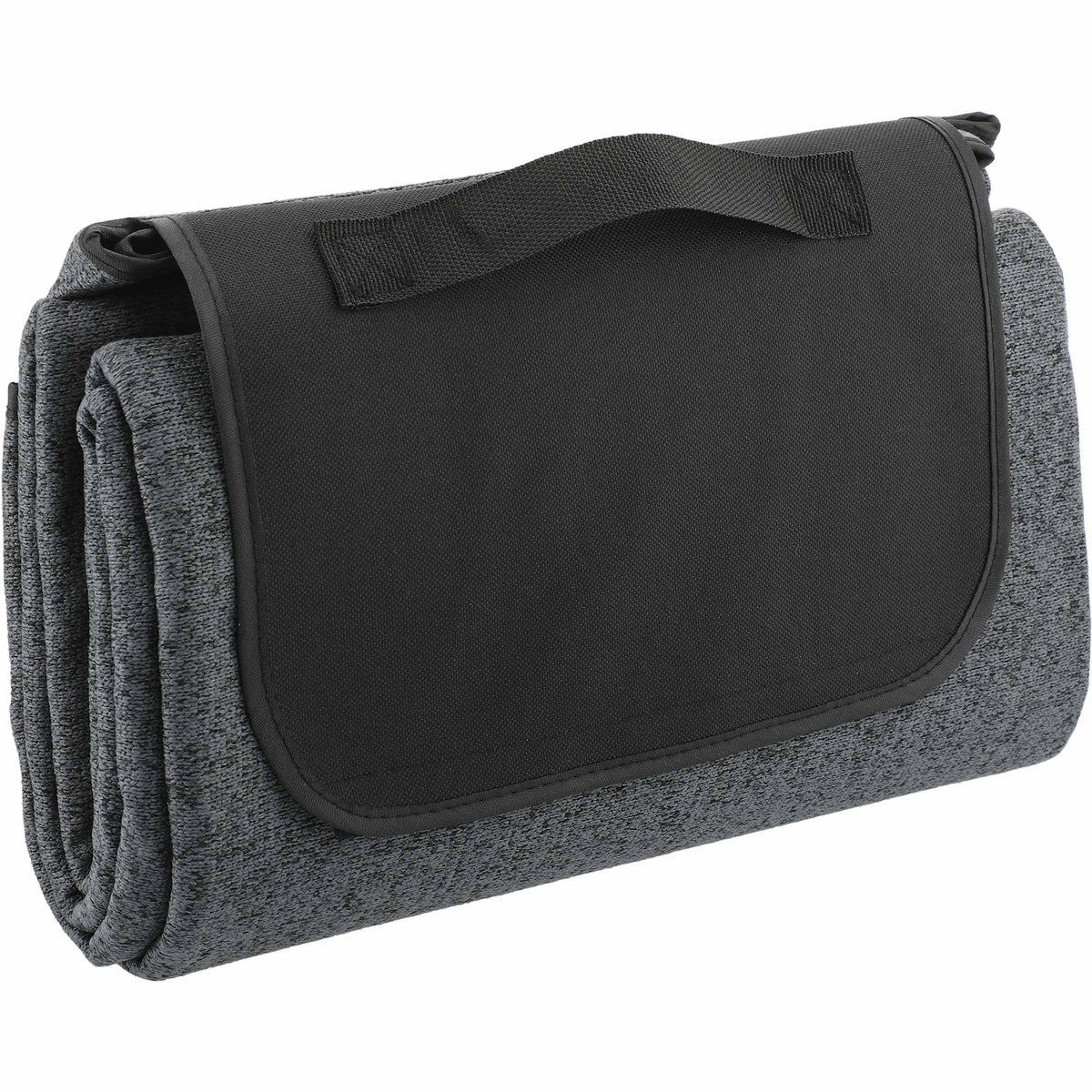 Heathered Picnic Blanket in Recycled PET, 50 x 60 Inches Embroidery - Charcoal - Right Angle 2