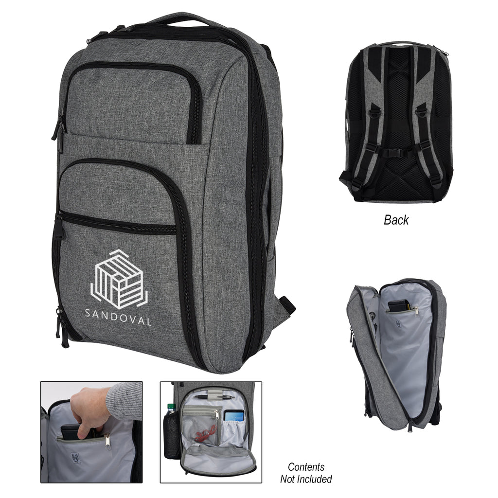 Heathered RFID Laptop Backpack and Briefcase Embroidery
