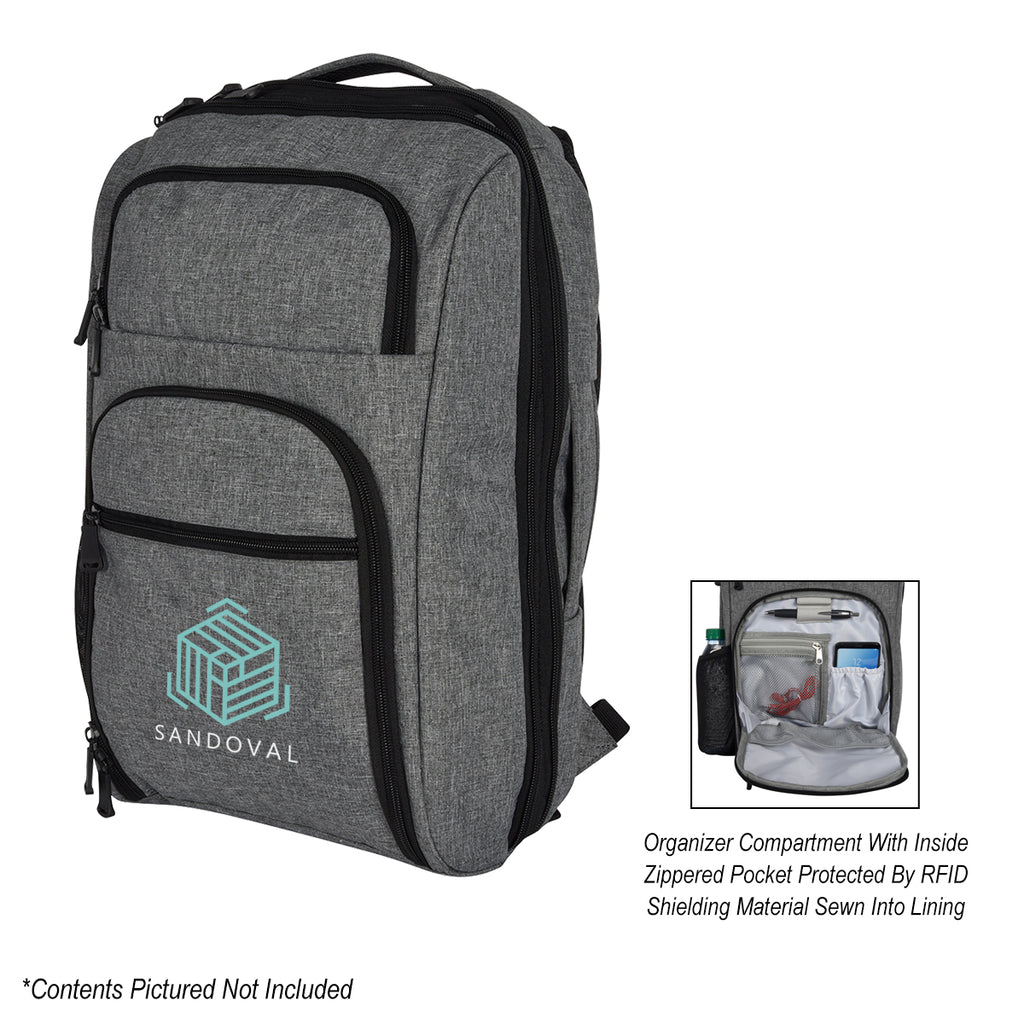 Heathered RFID Laptop Backpack and Briefcase Embroidery - Colorbrite