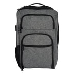 Heathered RFID Laptop Backpack and Briefcase Embroidery - Gray - Front