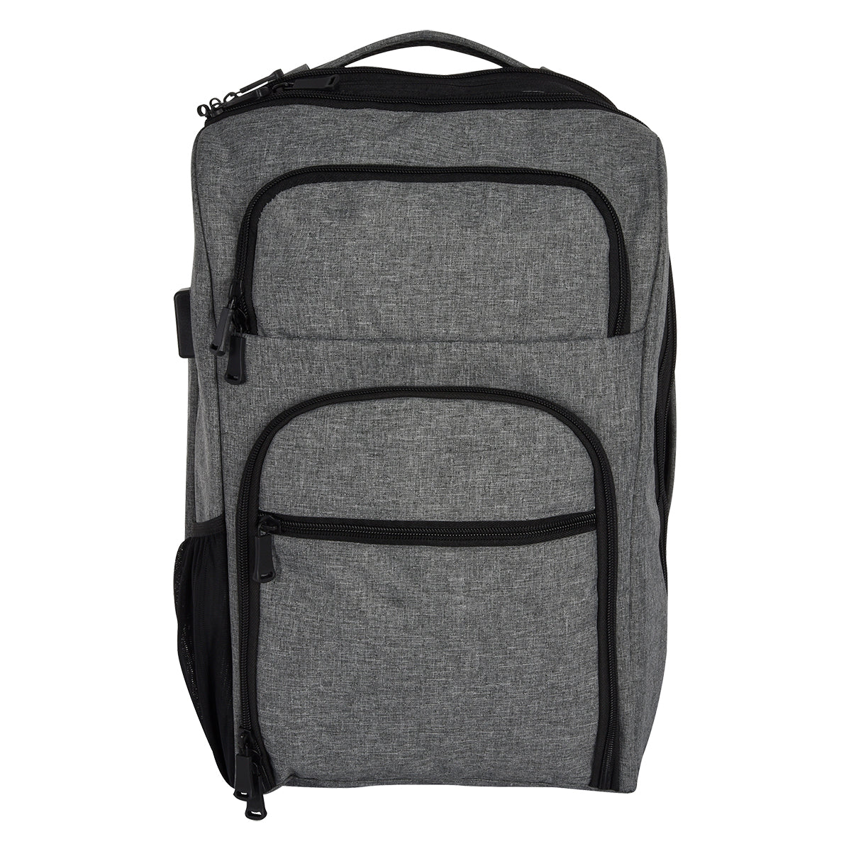 Heathered RFID Laptop Backpack and Briefcase Embroidery - Gray - Front