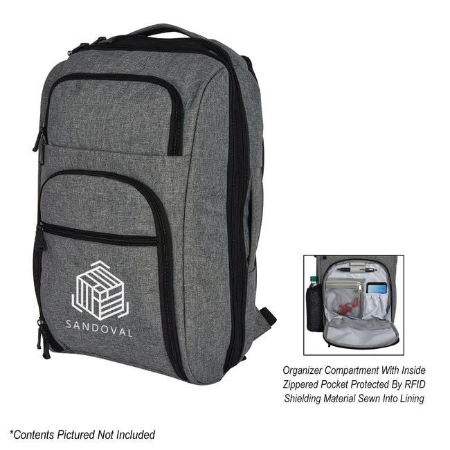Heathered RFID Laptop Backpack and Briefcase Embroidery