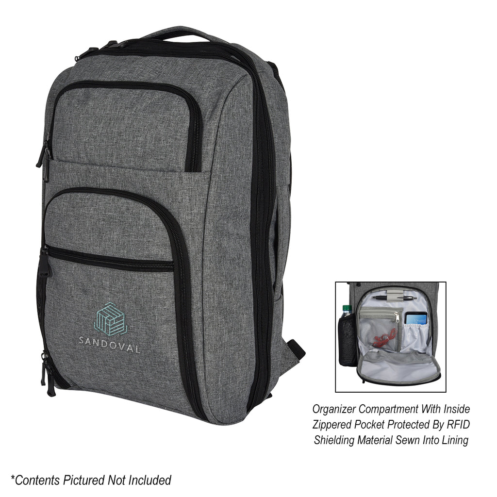 Heathered RFID Laptop Backpack and Briefcase - Embroidery