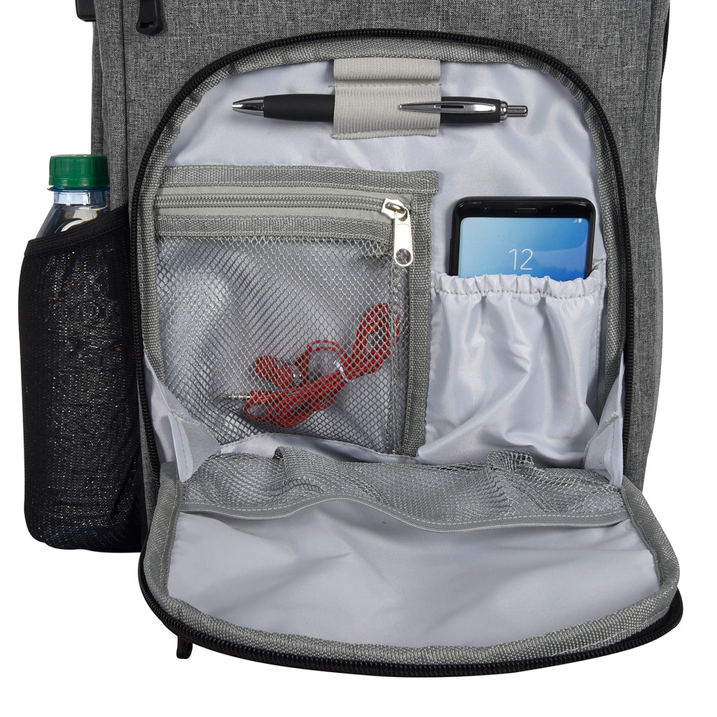 Heathered RFID Laptop Backpack and Briefcase - Gray - Inset2