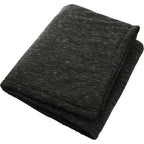 Heathered Sherpa Blanket, Black Embroidery - Black - Left Angle 2
