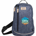 Heathered Sling Bag in Recycled Polyester, Navy Full Color - Heather Navy - Front