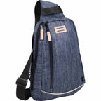 Heathered Sling Bag in Recycled Polyester, Navy - Heather Navy - Right Angle