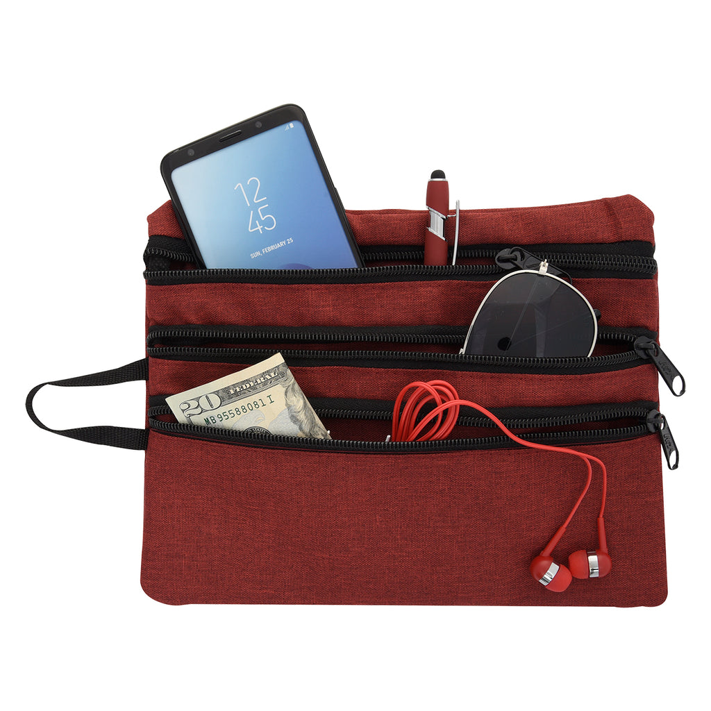 Heathered Travel Bag for Tech Accessories - Red - Inset