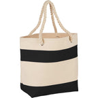 Heavy Canvas Rope Handle Tote with Stripe, 16 oz - Black - Photo 2
