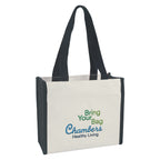 Heavy Cotton Canvas Tote Bag, 12 oz - Natural with Black - Embroidery
