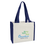 Heavy Cotton Canvas Tote Bag, 12 oz - Natural with Navy - Colorbrite
