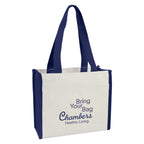 Heavy Cotton Canvas Tote Bag, 12 oz - Natural with Navy - Silk Screen