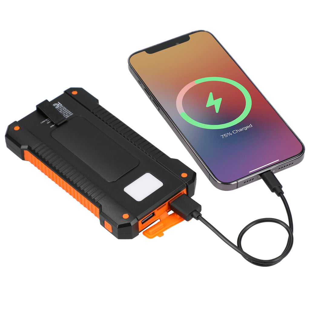 Helio Solar Power Bank with Flashlight, 5,000 mAh Full Color - Black - Back 2