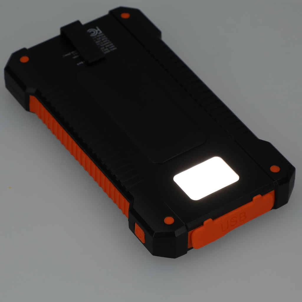 Helio Solar Power Bank with Flashlight, 5,000 mAh Full Color - Black - Back 3