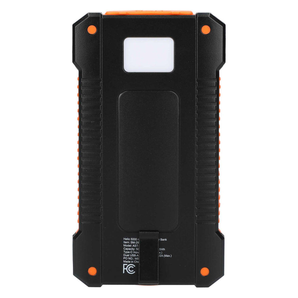 Helio Solar Power Bank with Flashlight, 5,000 mAh Full Color - Black - Back 4