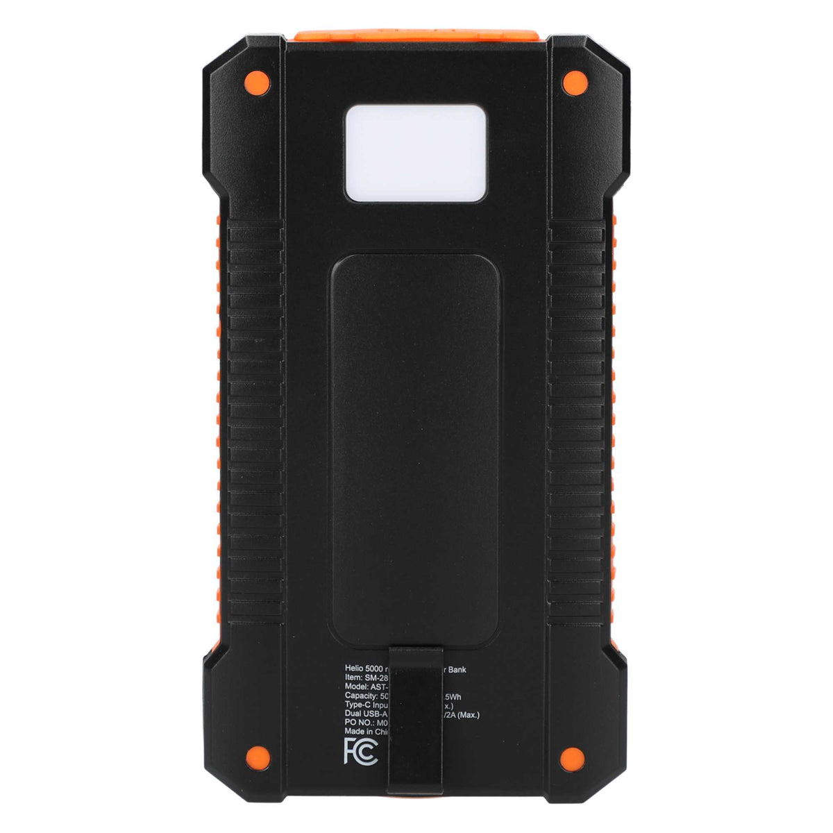 Helio Solar Power Bank with Flashlight, 5,000 mAh Full Color - Black - Back 4