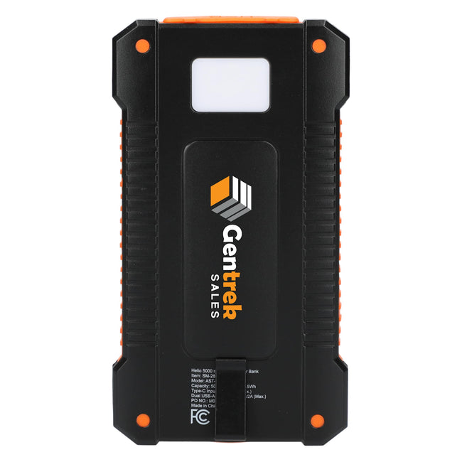 Helio Solar Power Bank with Flashlight, 5,000 mAh Full Color