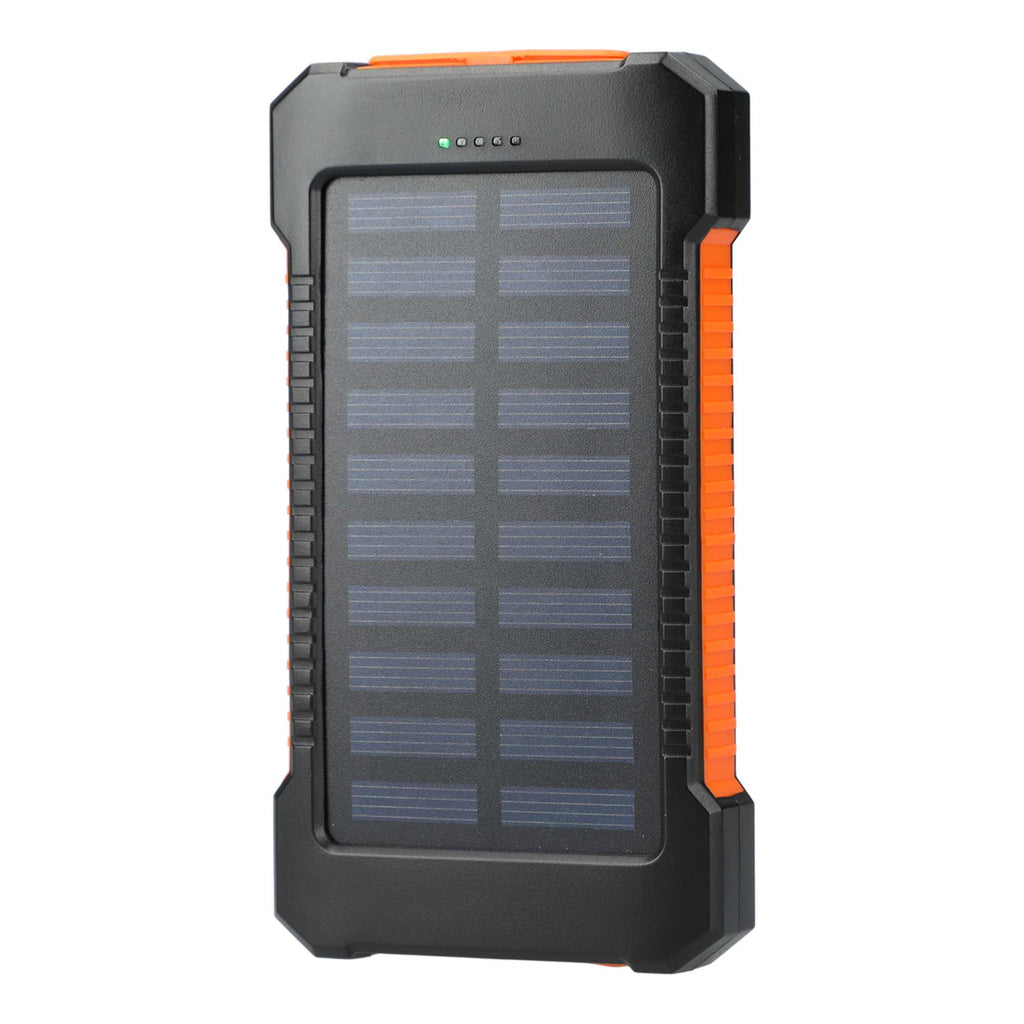Helio Solar Power Bank with Flashlight, 5,000 mAh Full Color - Black - Left Angle
