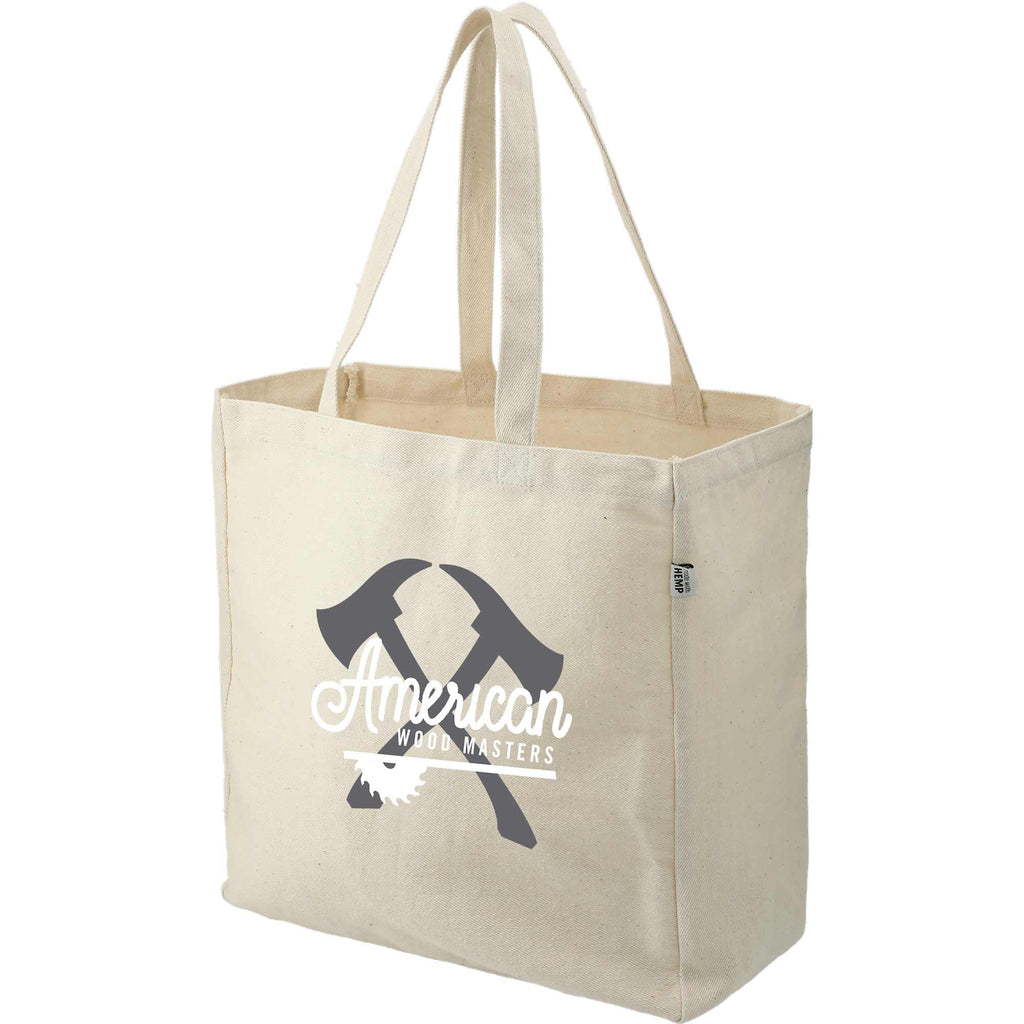 Hemp and Organic Cotton Carry-All Tote Embroidery - Natural - Left Angle