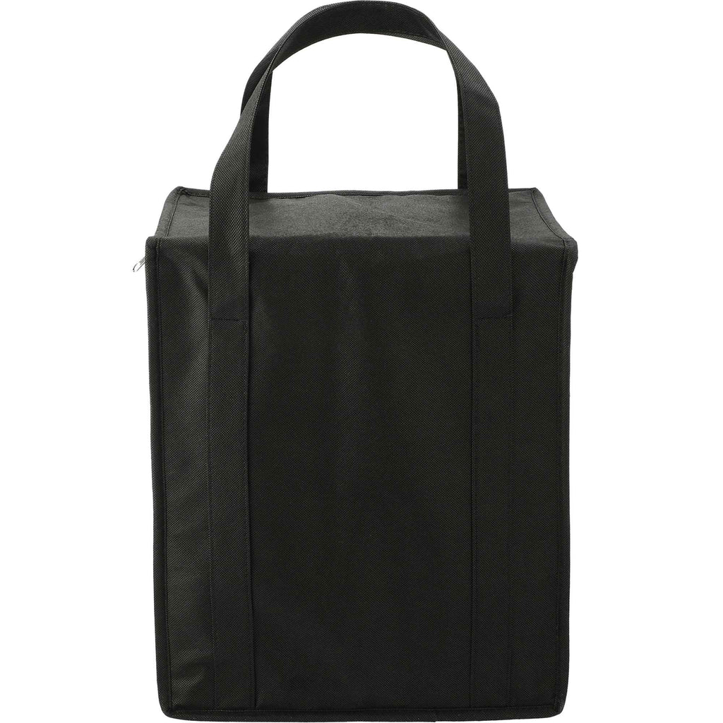 Hercules Flat Top Insulated Grocery Tote, 22 lb Capacity - Black - Back
