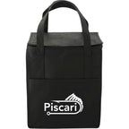 Hercules Flat Top Insulated Grocery Tote, 22 lb Capacity - Black - Front