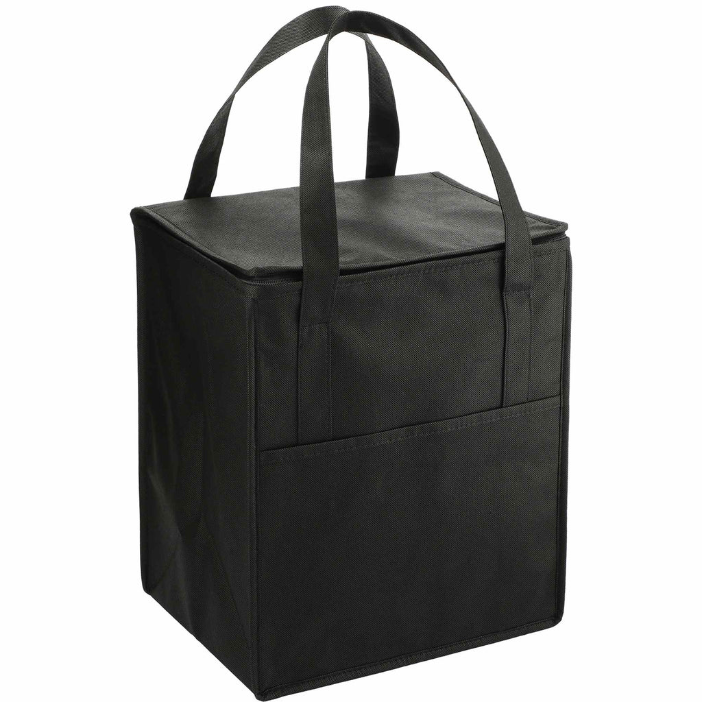 Hercules Flat Top Insulated Grocery Tote, 22 lb Capacity - Black - Right Angle 3