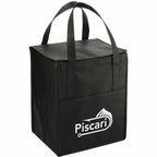 Hercules Flat Top Insulated Grocery Tote, 22 lb Capacity - Black - Right Angle