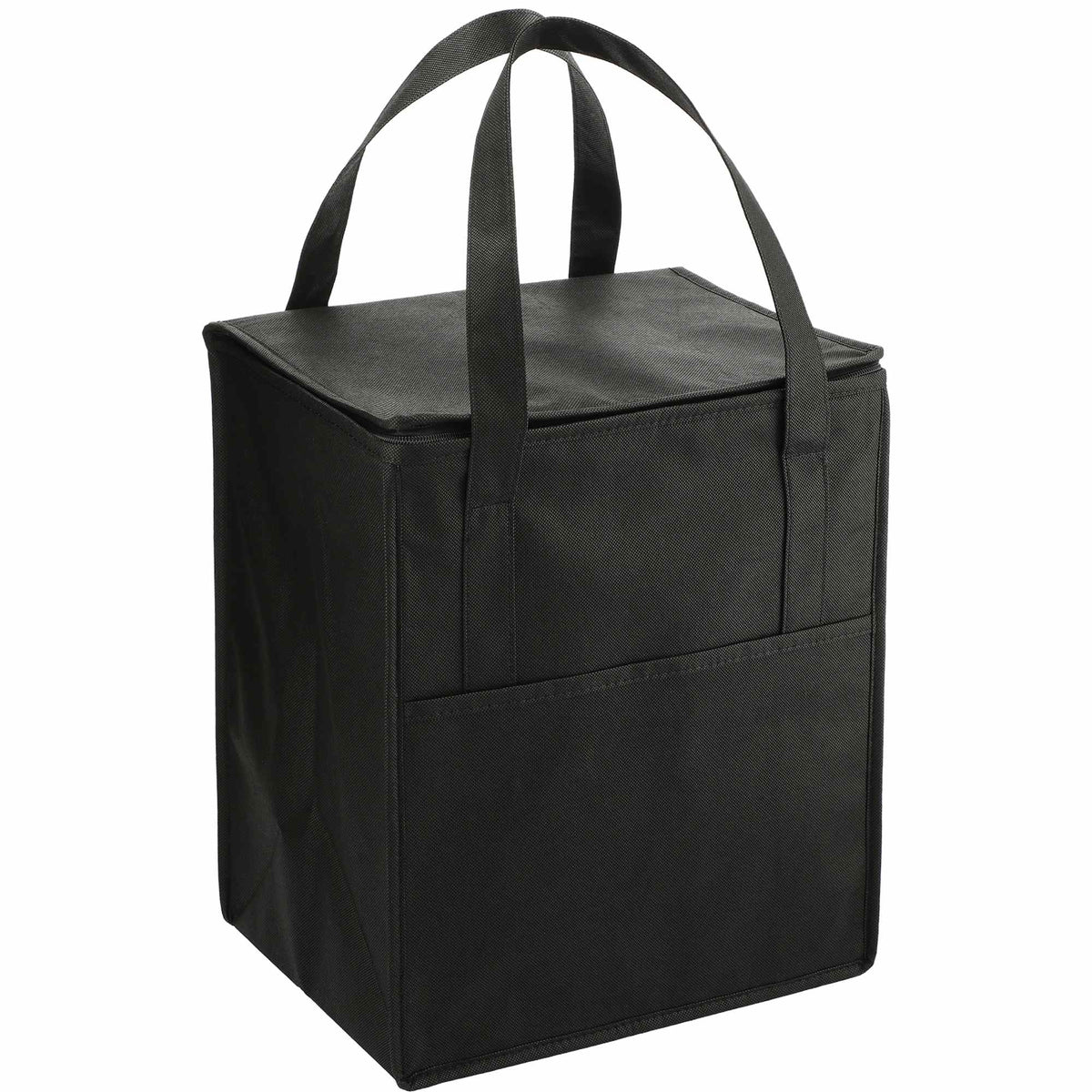 Hercules Flat Top Insulated Grocery Tote, 22 lb Capacity Full Color - Black - Right Angle 3