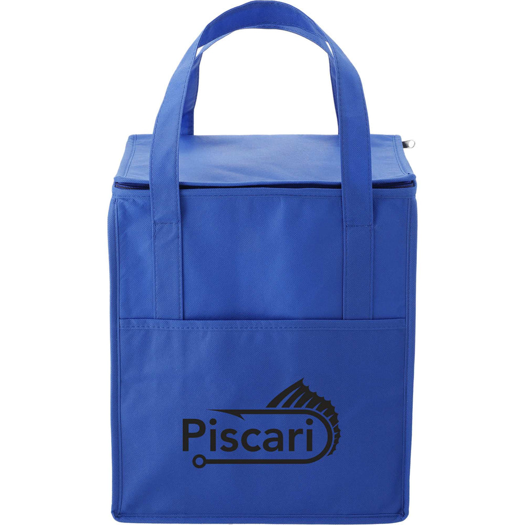 Hercules Flat Top Insulated Grocery Tote, 22 lb Capacity - Royal - Front