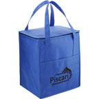Hercules Flat Top Insulated Grocery Tote, 22 lb Capacity - Royal - Right Angle