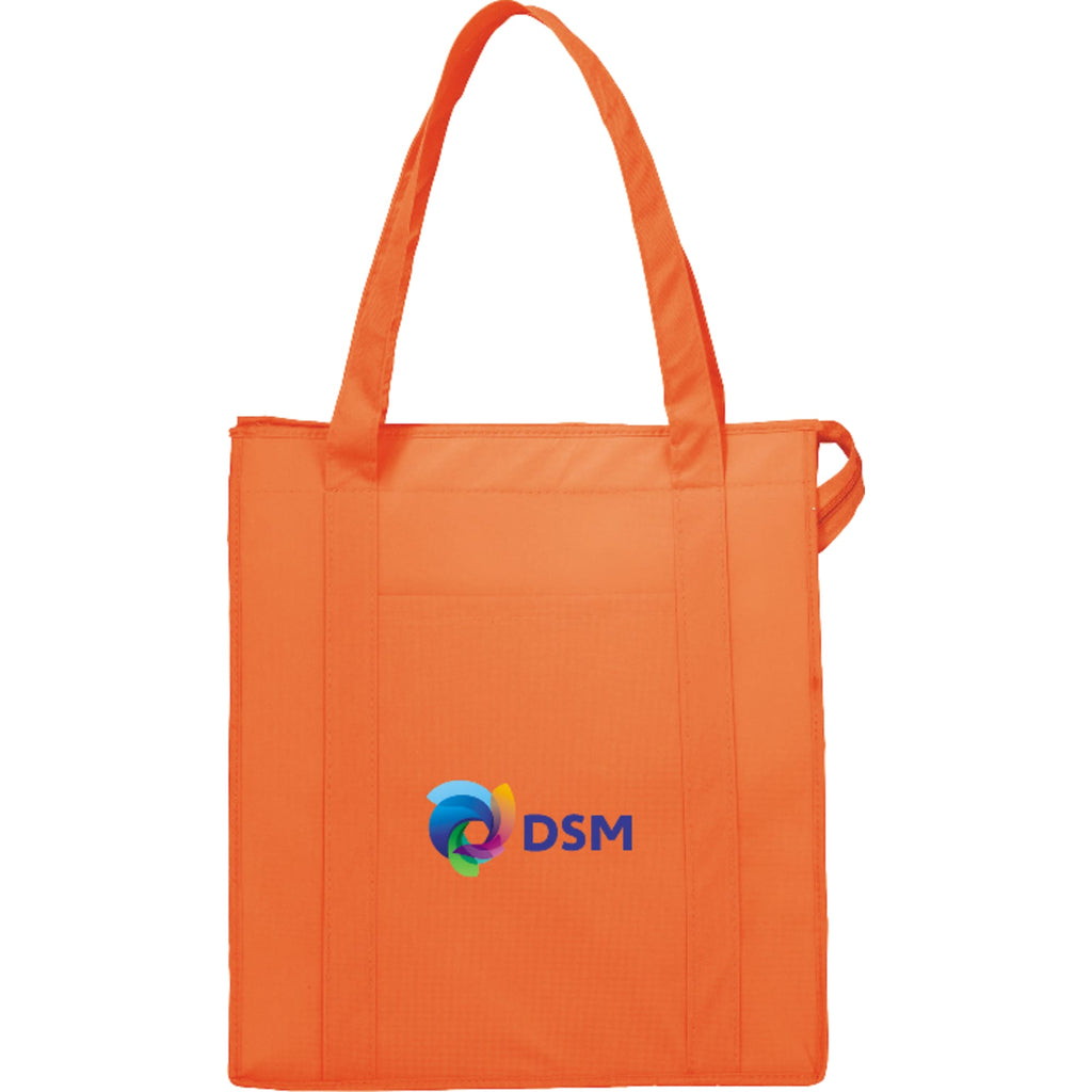 Hercules Insulated Grocery Tote with Heat-Sealed Lining Full Color - Orange - Front