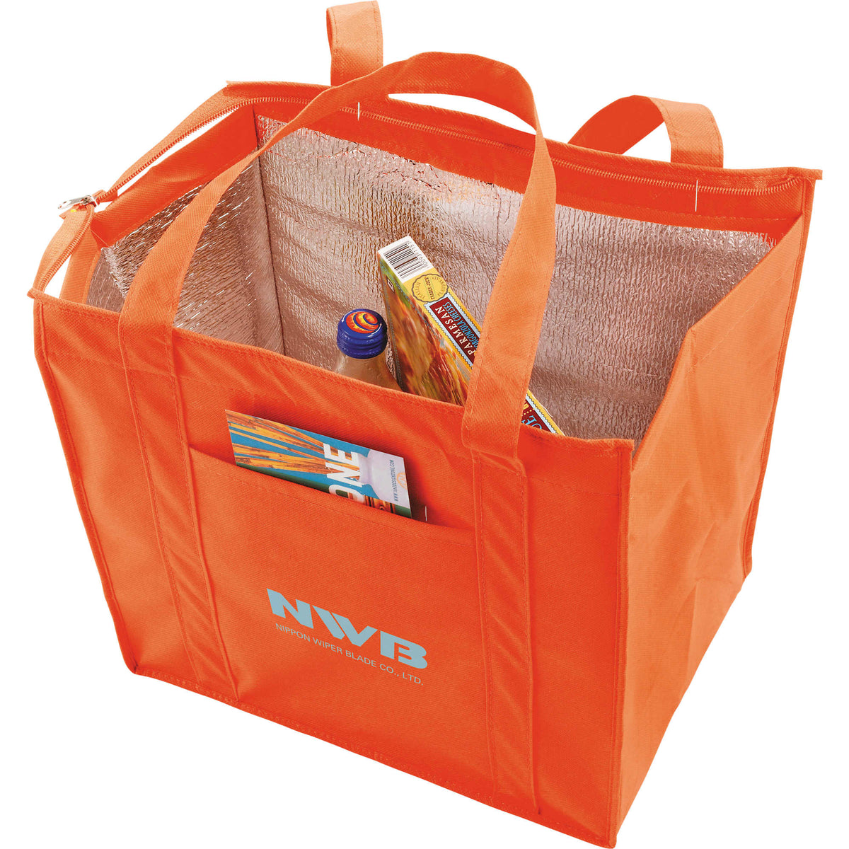 Hercules Insulated Grocery Tote with Heat-Sealed Lining Full Color - Orange - Photo