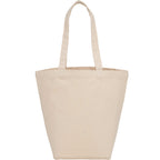 Herringbone Canvas Grocery Tote with Bottom Board, 7 oz Transfer - Natural - Back