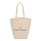 Herringbone Canvas Grocery Tote with Bottom Board, 7 oz Transfer - Natural - Front