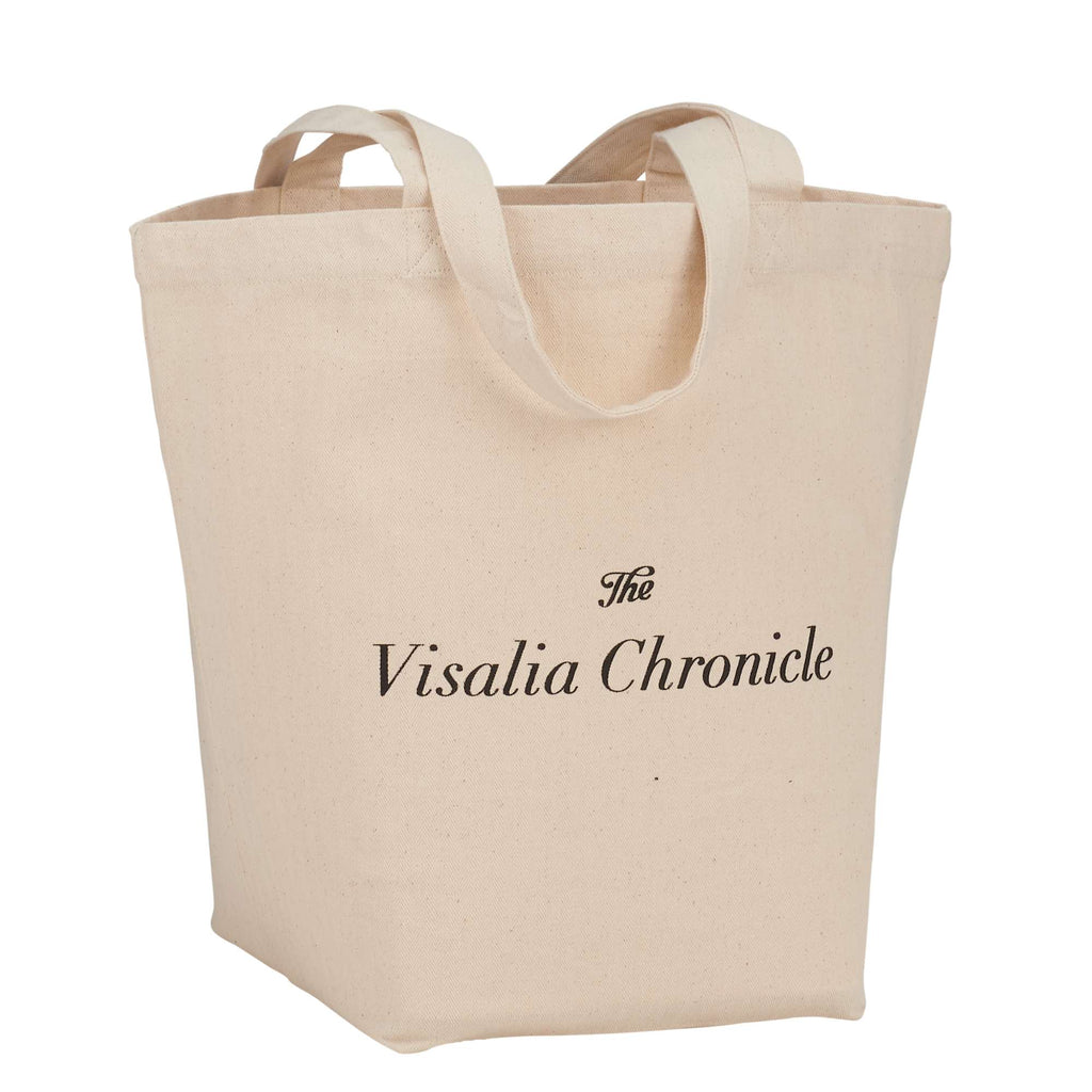 Herringbone Canvas Grocery Tote with Bottom Board, 7 oz Transfer - Natural - Photo 2