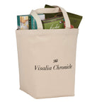 Herringbone Canvas Grocery Tote with Bottom Board, 7 oz Transfer - Natural - Photo