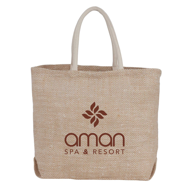 Herringbone Jute Beach Tote