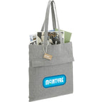 Herringbone Recycled Cotton Tote with Zip Pocket, 7 oz - Dark Gray - Right Angle 2