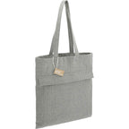 Herringbone Recycled Cotton Tote with Zip Pocket, 7 oz - Dark Gray - Right Angle 3