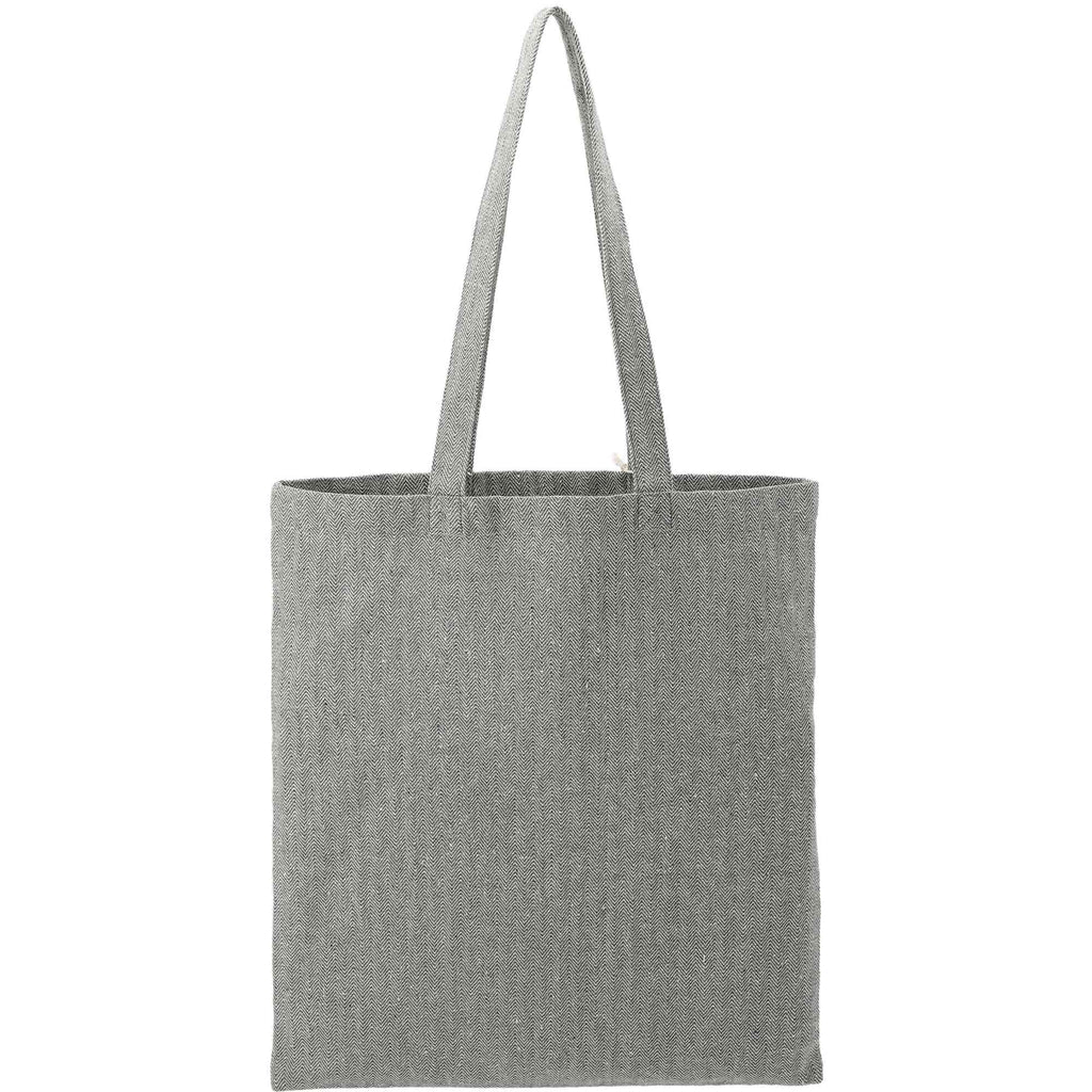 Herringbone Recycled Cotton Tote with Zip Pocket, 7 oz Embroidery - Dark Gray - Back