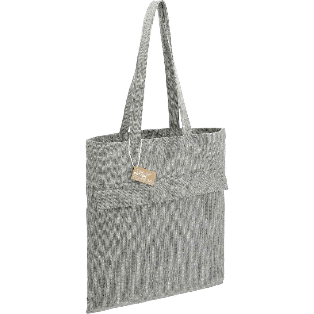 Herringbone Recycled Cotton Tote with Zip Pocket, 7 oz Embroidery - Dark Gray - Right Angle 3