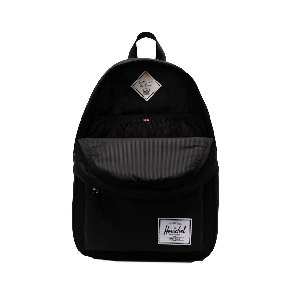 Herschel Classic XL Backpack in Recycled Polyester, 15 Inch Embroidery - Black - Front 2